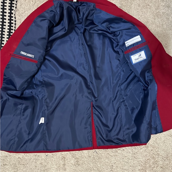 Vintage Crimson C Initial Patch Blazer Jacket Upcycled by FrugalAddicts Size 38 - Picture 5 of 5